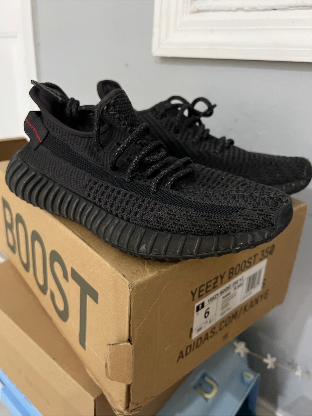 adidas Yeezy Boost 350 V2 Black with Red Heel Tab